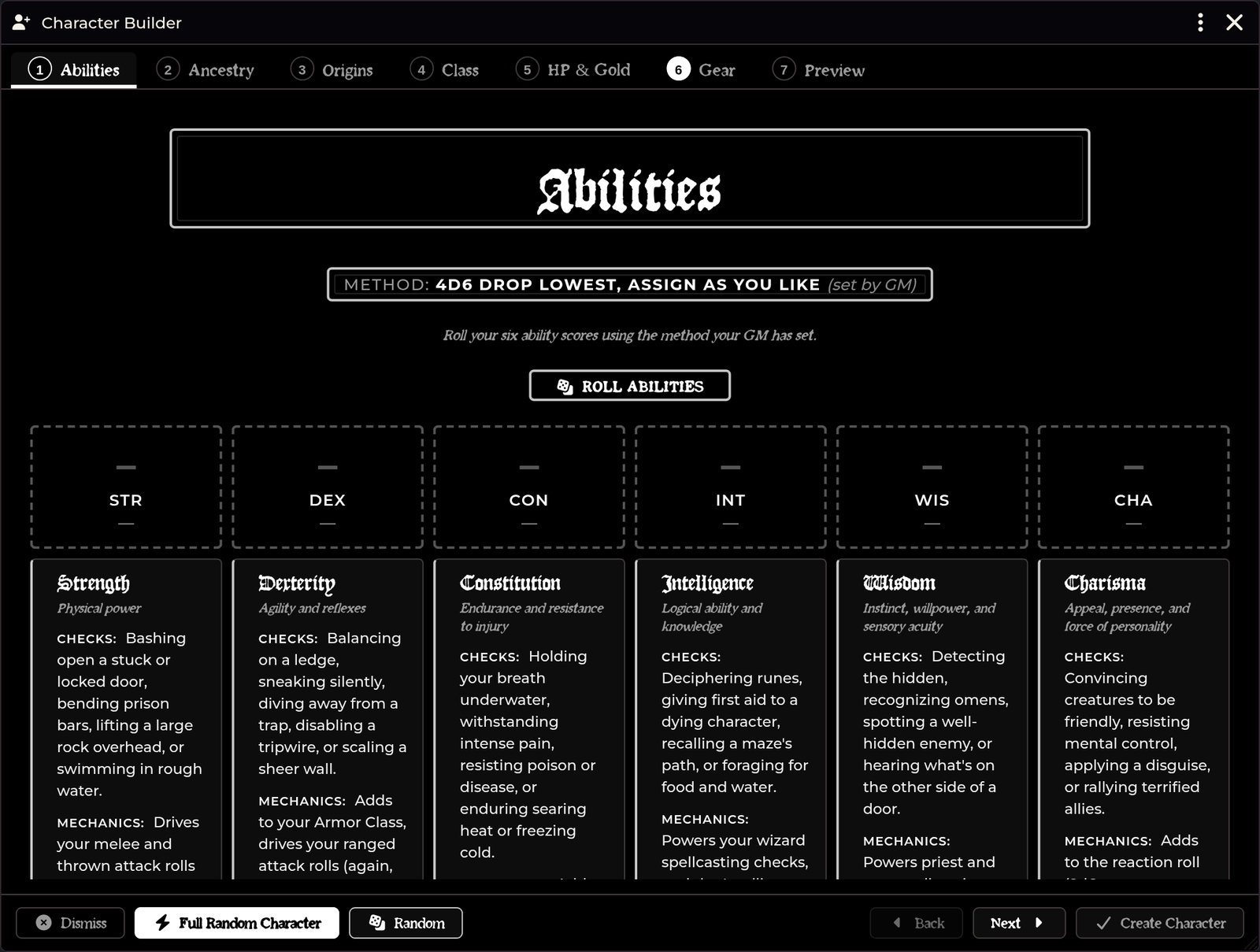 The Character Builder