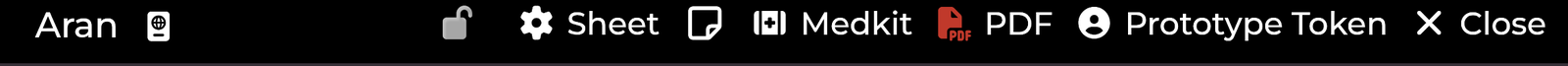 The PDF button in a character sheet header