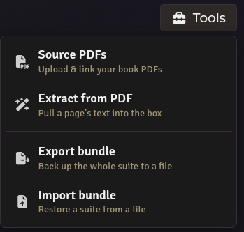 The Tools dropdown